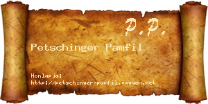 Petschinger Pamfil névjegykártya